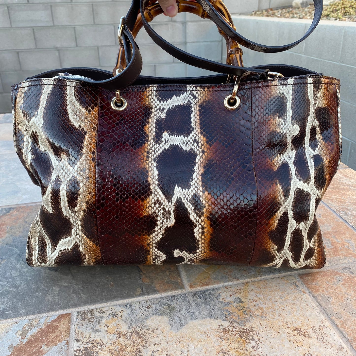 Gucci Large Bamboo Python Shopper Tote