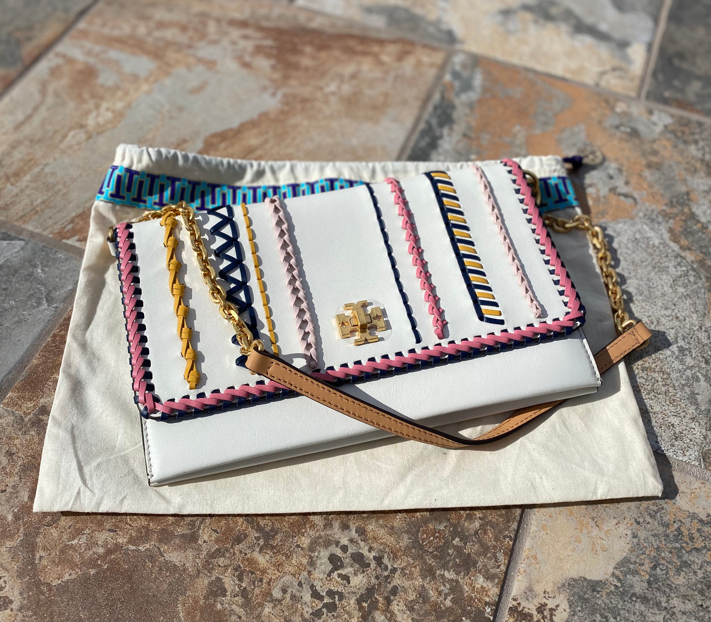 Tory Burch Kira Whipstitch Clutch Shoulder Bag