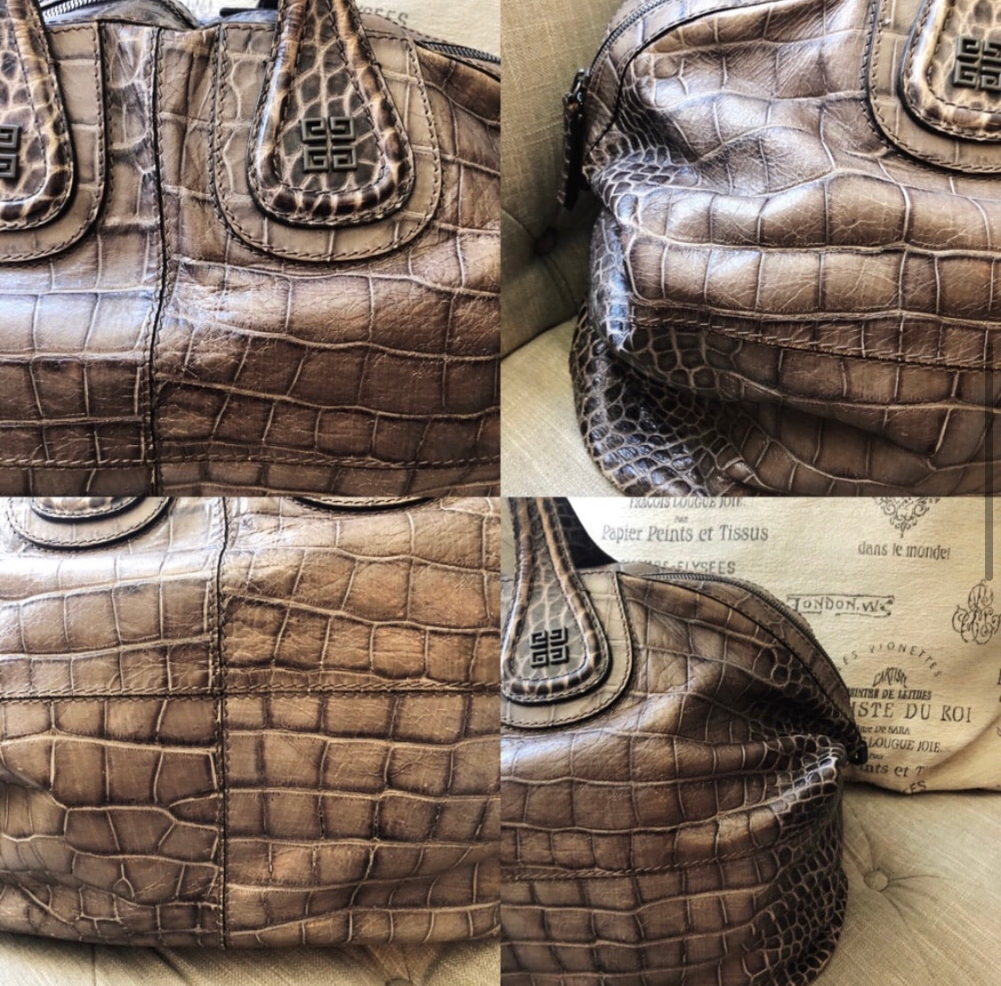 Givenchy Nightingale Crocodile Embossed Leather Bag