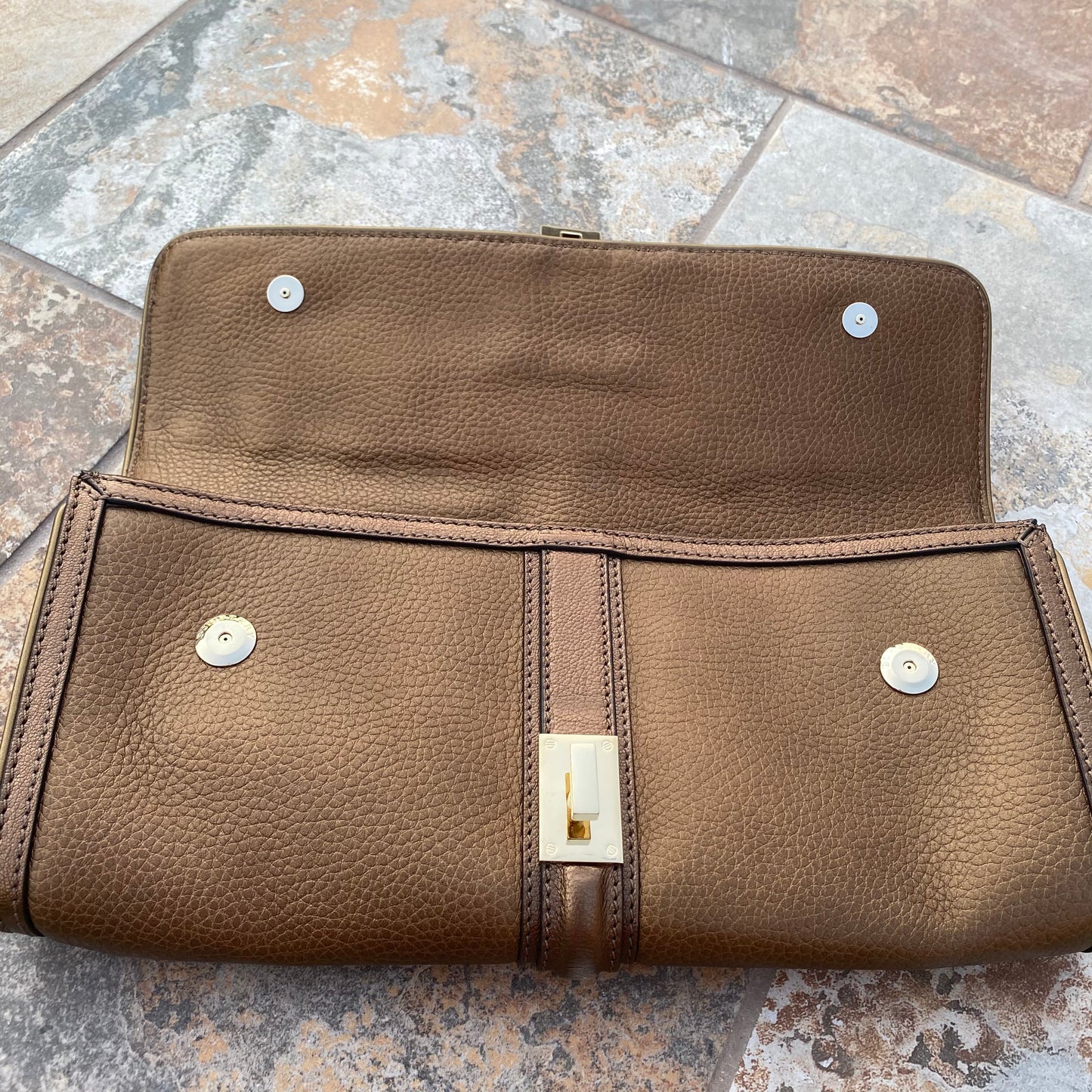 Burberry Leather Metallic Color Block Ambrose Clutch
