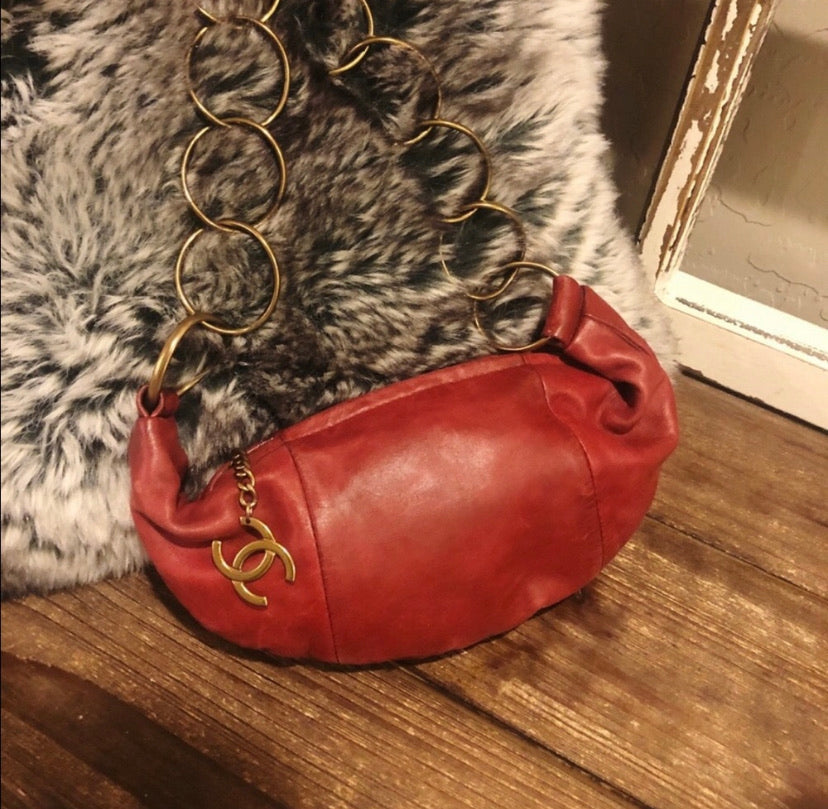 Chanel Lambskin Leather Ring Chain Mini Hobo Bag