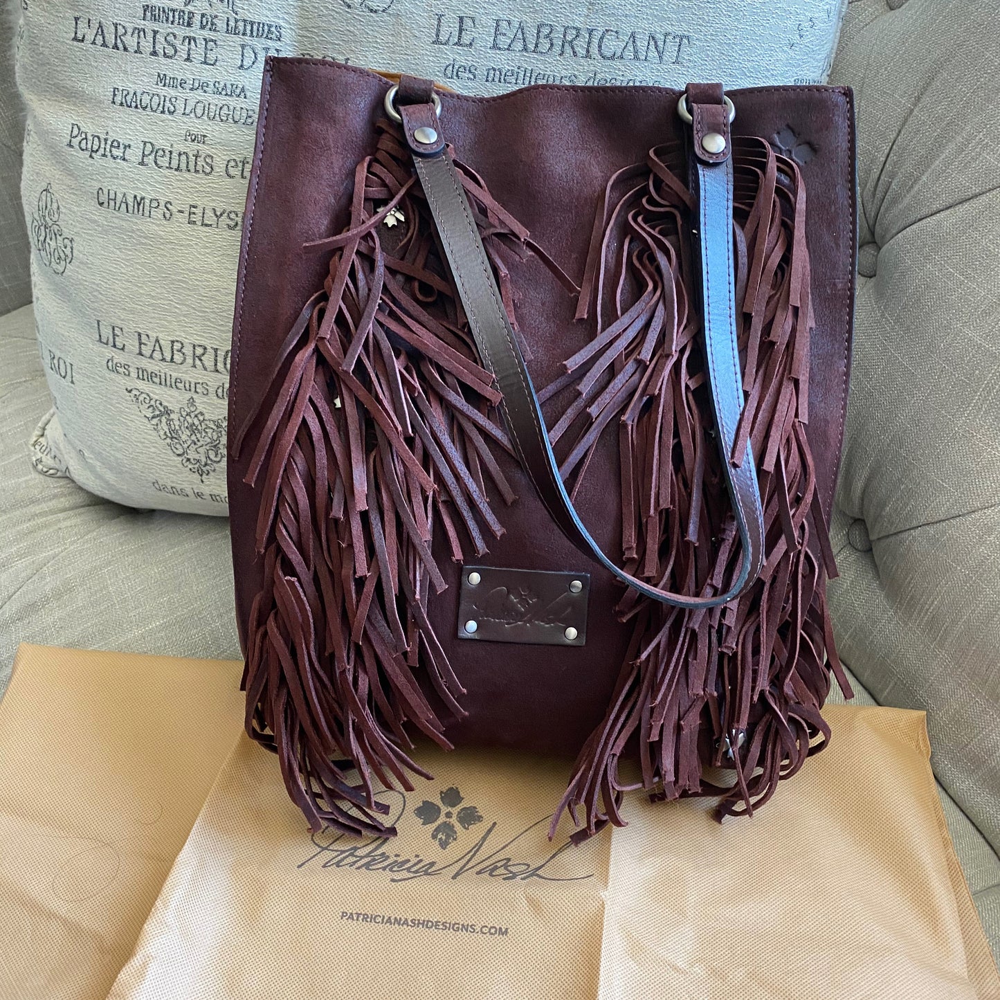 Patricia Nash Oil Burnished Suede Fringe Tote