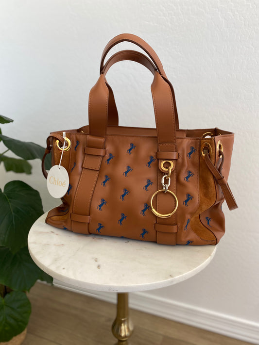 Chloé Calfskin Little Horses Tao Zipped Tote