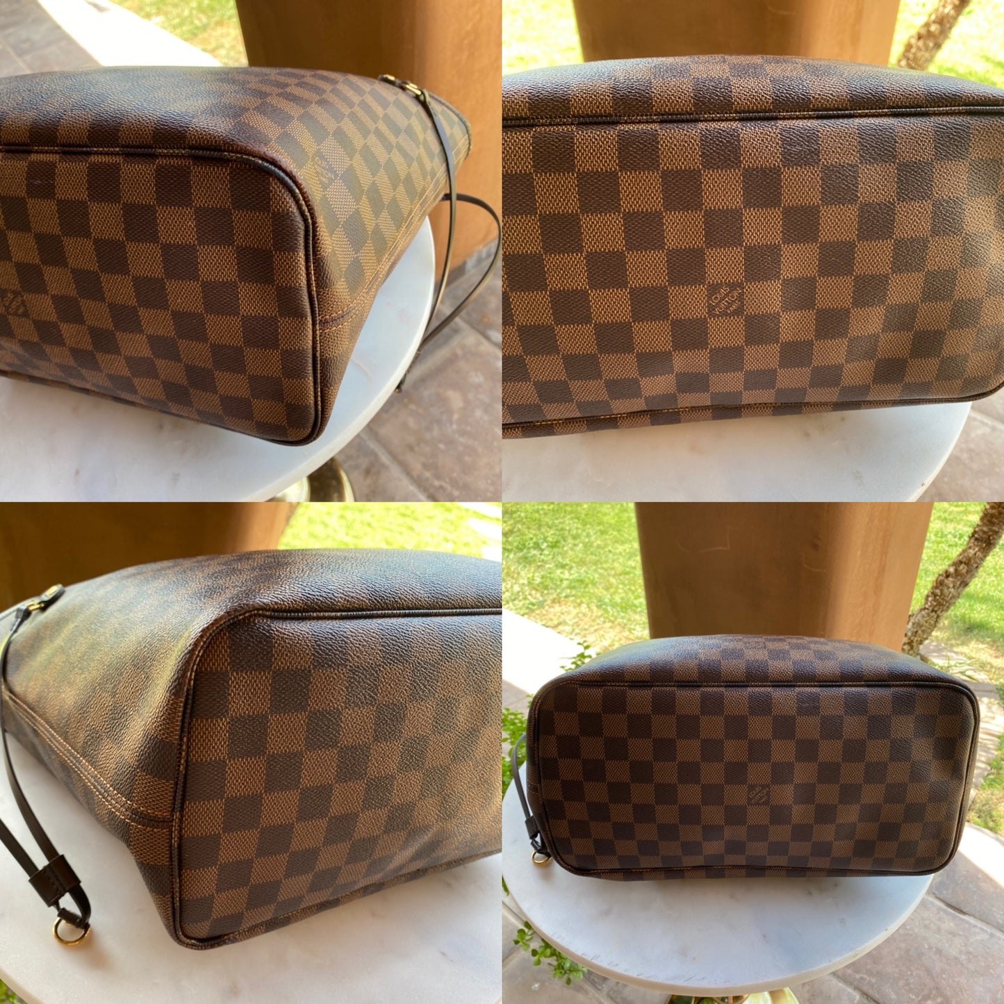 Louis Vuitton Neverfull MM Damier Ebene Tote with Pouch