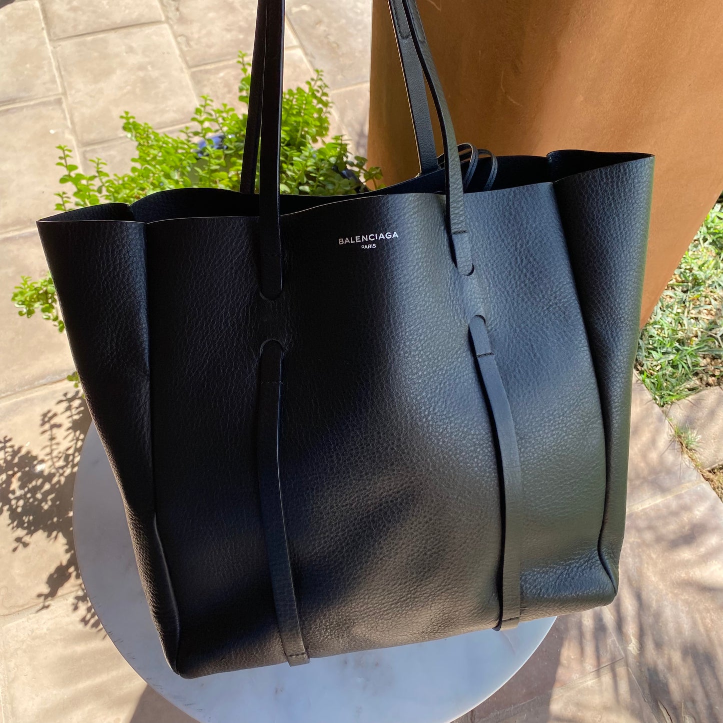 Balenciaga Everyday Black Leather Tote Bag