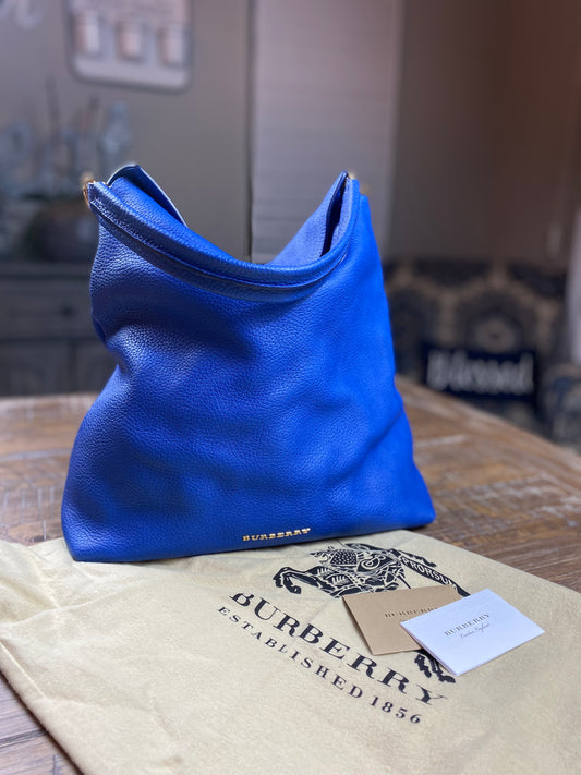 Burberry Pebbled Leather Cale Hobo Shoulder Bag