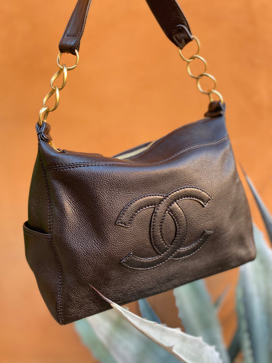 Chanel Vintage Timeless Double CC Leather Chain Hobo