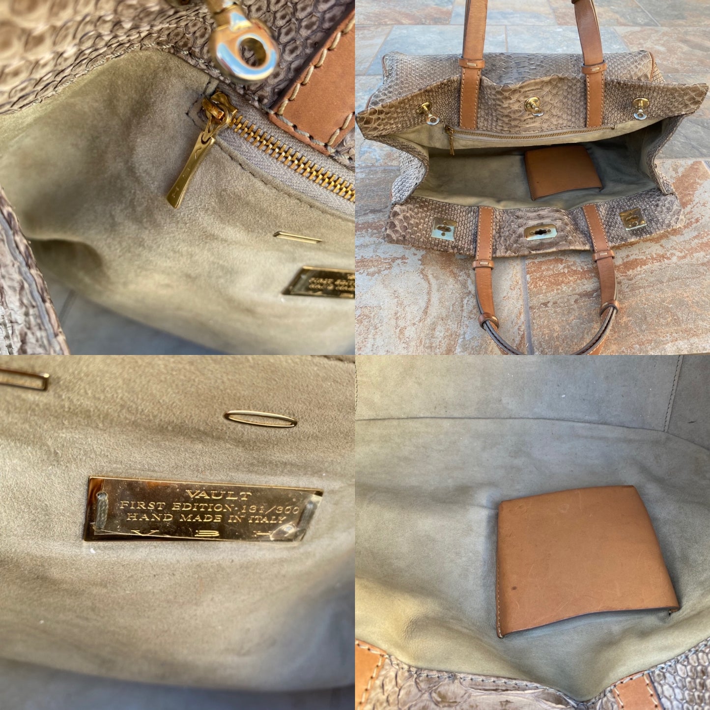 VBH Vault Turnlock Python Leather Satchel