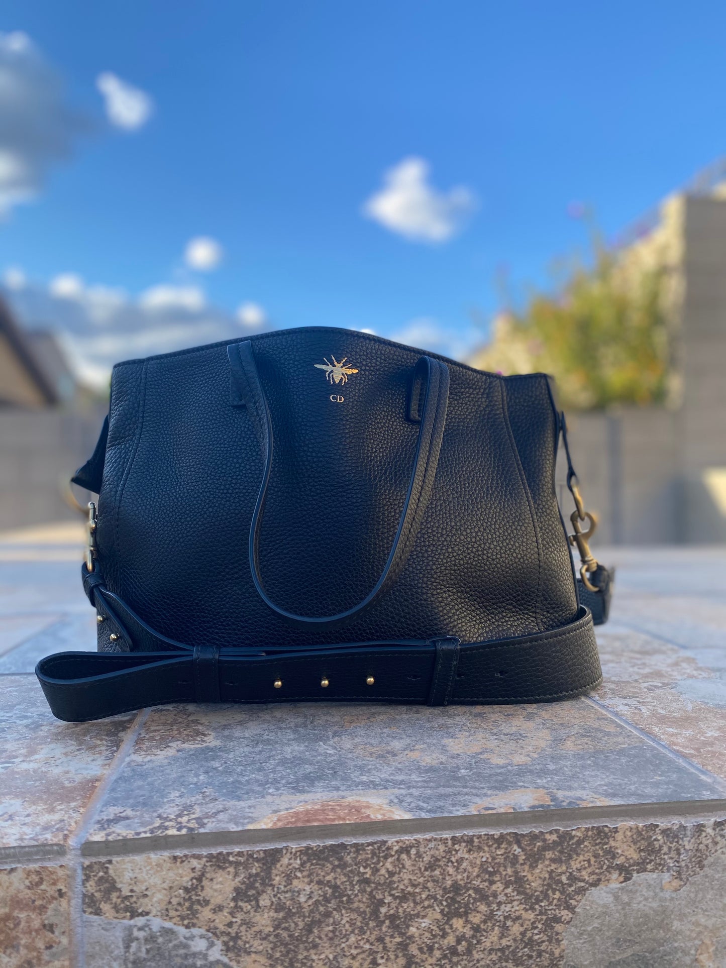 Christian Dior D-Bee Leather Tote
