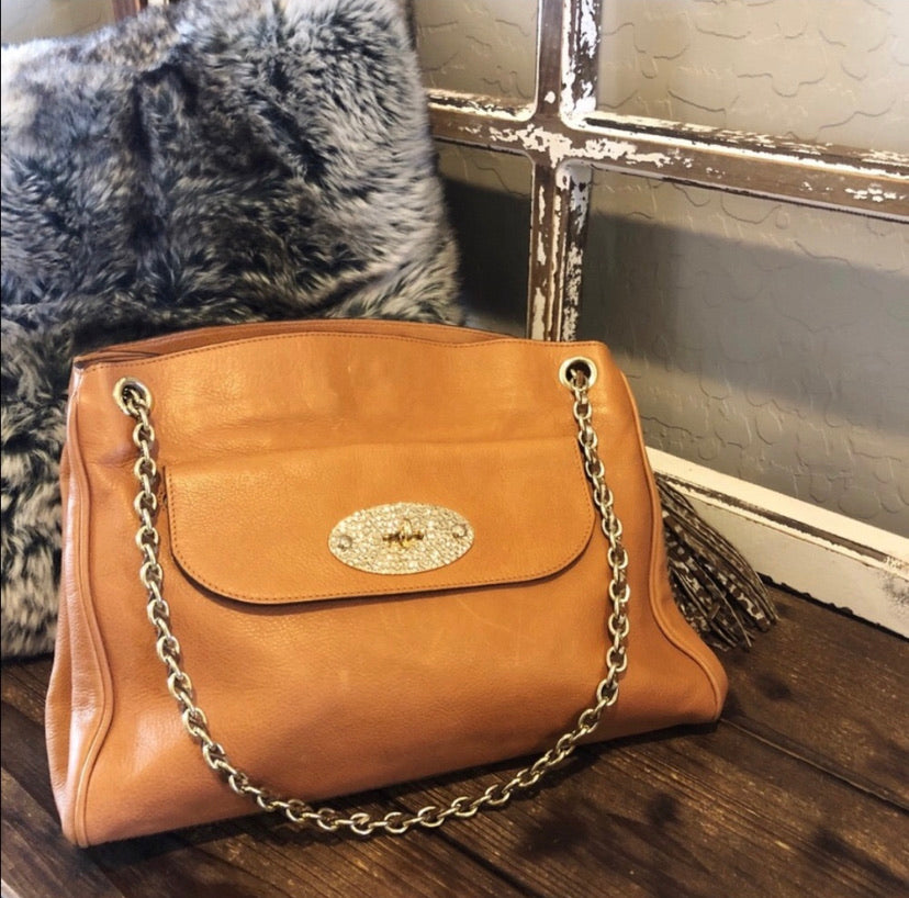 Mulberry Camel Leather Chain Shoulder Bag