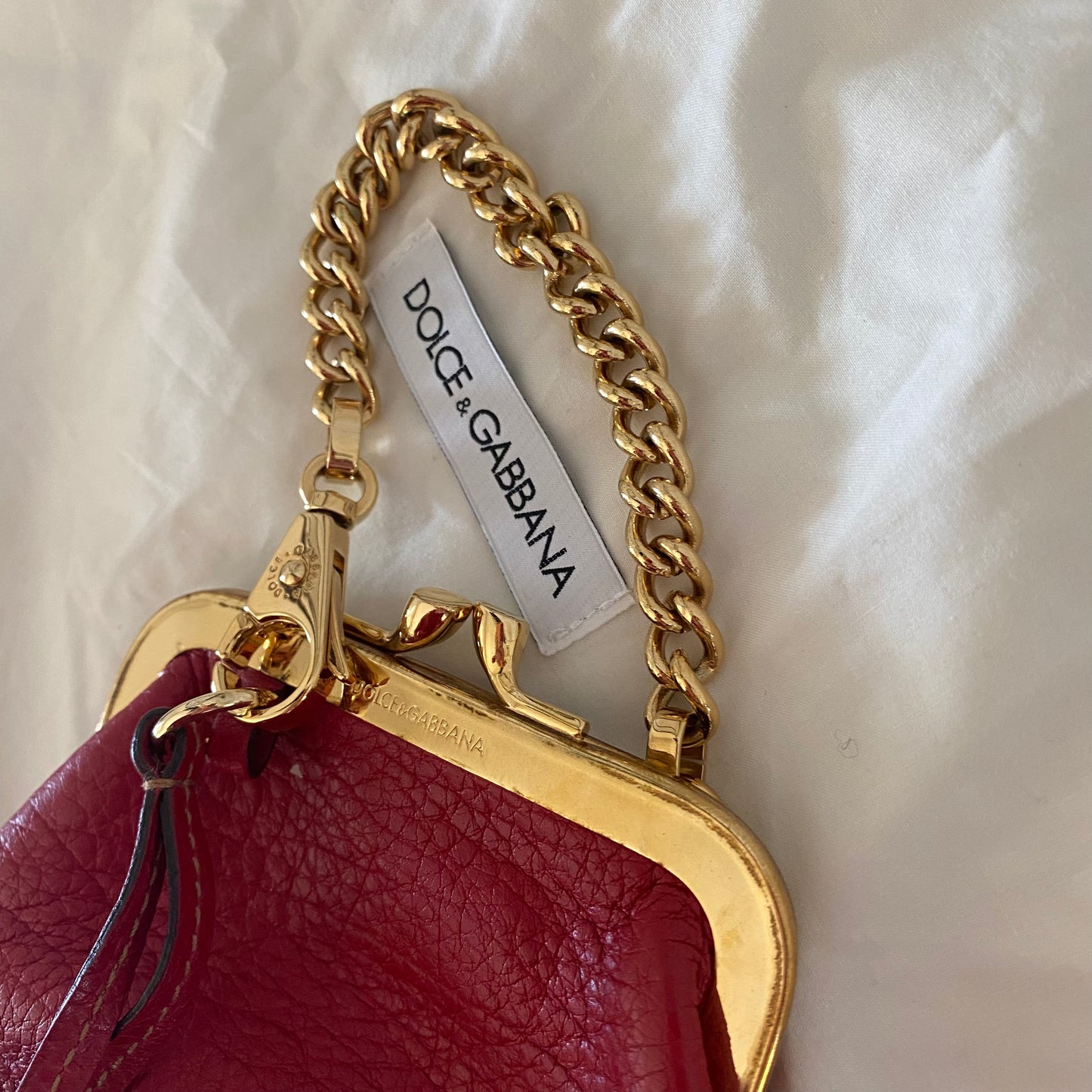 Dolce & Gabbana Leather Kisslock Chain Wristlet