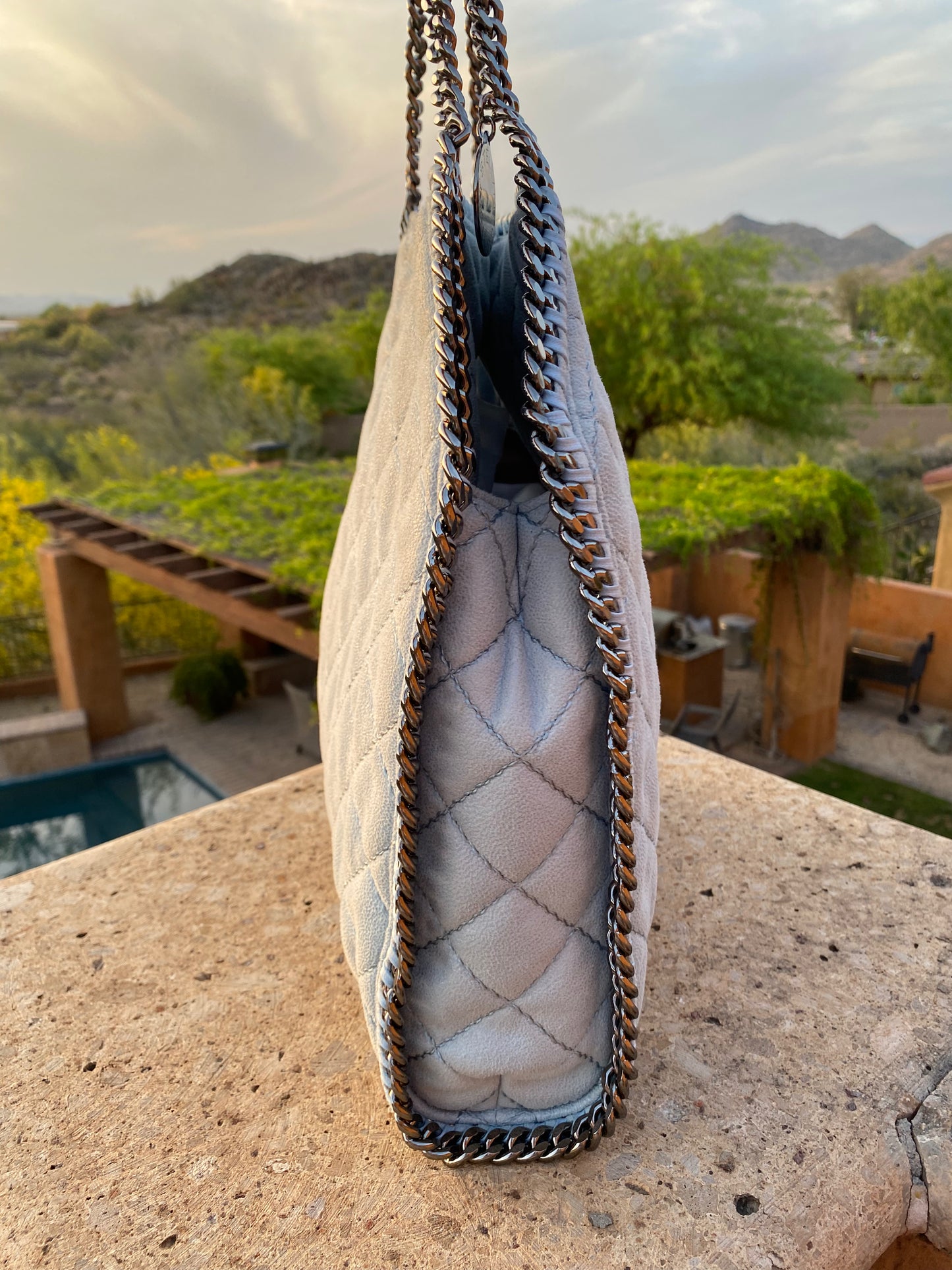 Stella McCartney Quilted Vegan Suede Falabella Shoulder Bag
