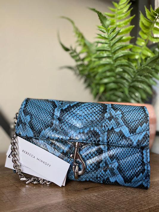 Rebecca Minkoff Edie Embossed Python Wallet on Chain