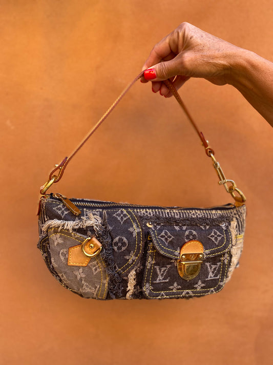 Louis Vuitton Denim Patchwork Pouchy Shoulder Bag