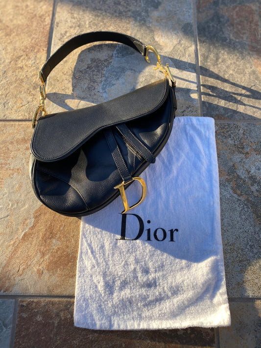 Christian Dior Vintage Leather Saddle Bag