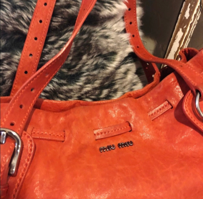 Miu Miu by Prada Leather Baguette Bucket Bag