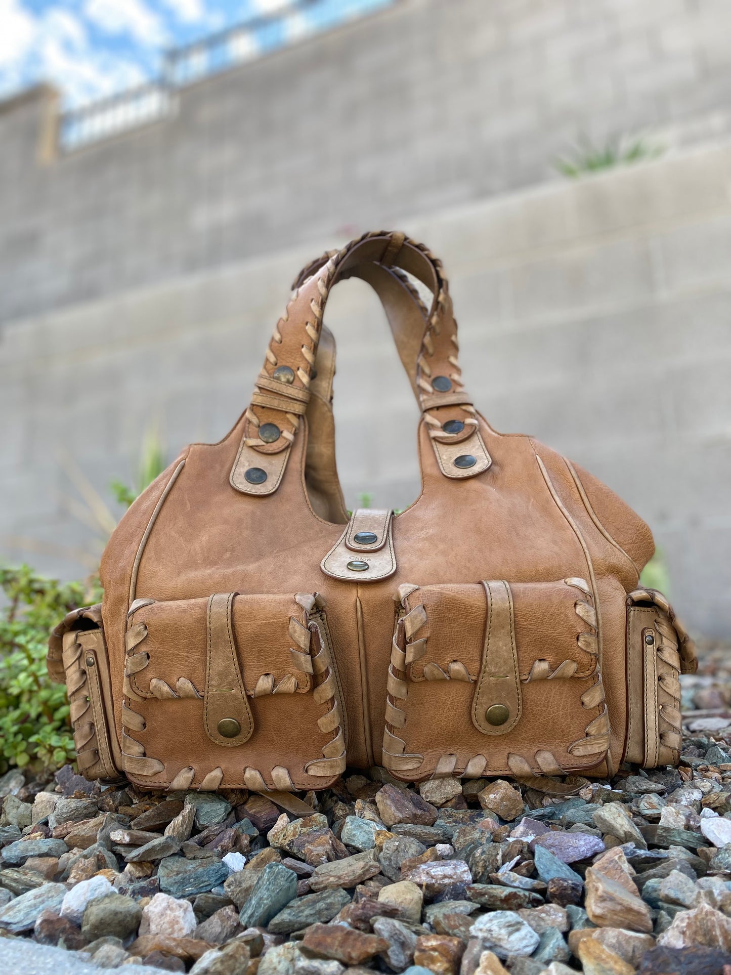 Chloé Silverado Vintage Whipstitch Leather Tote