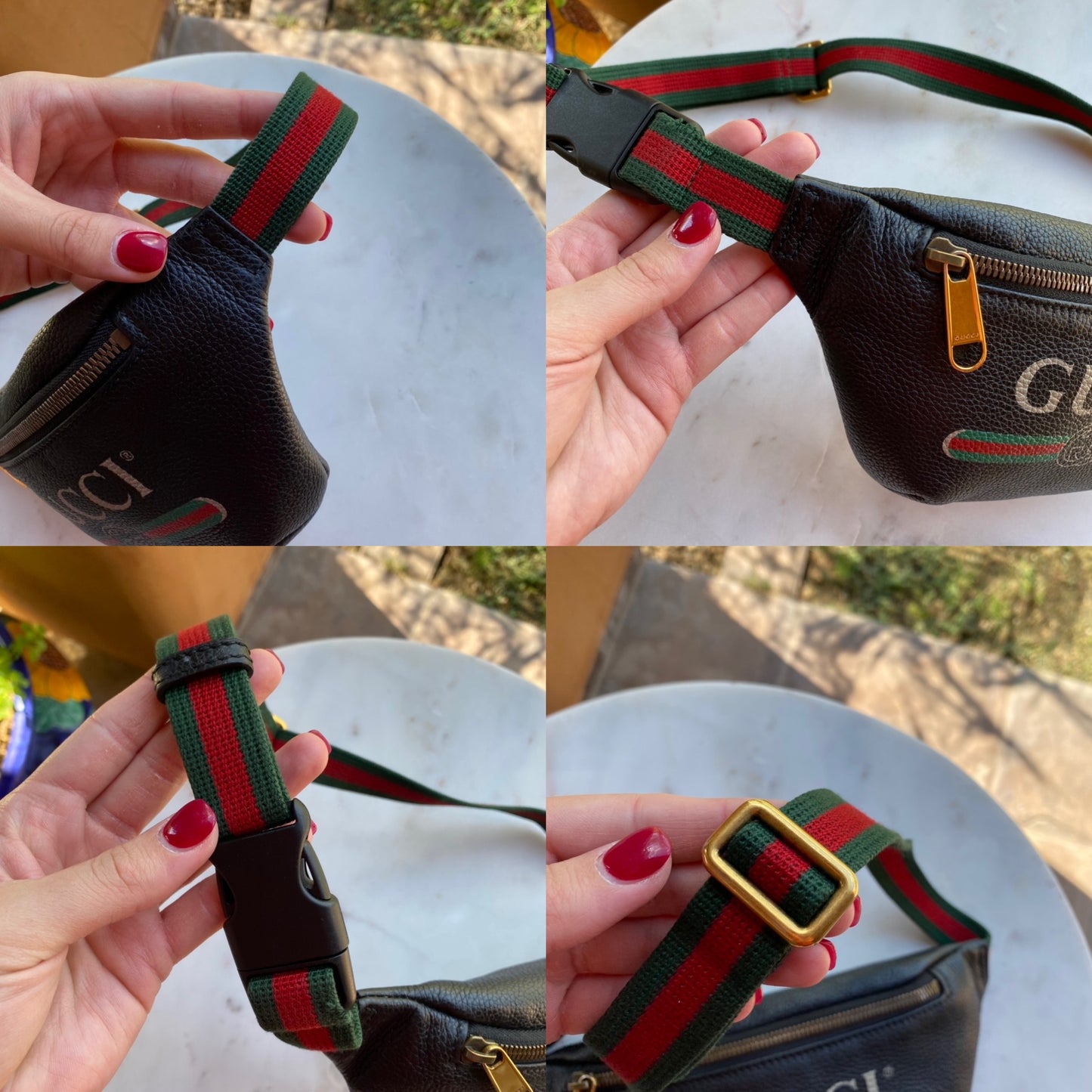 Gucci Grained Calfskin Logo Print Small Belt Bag