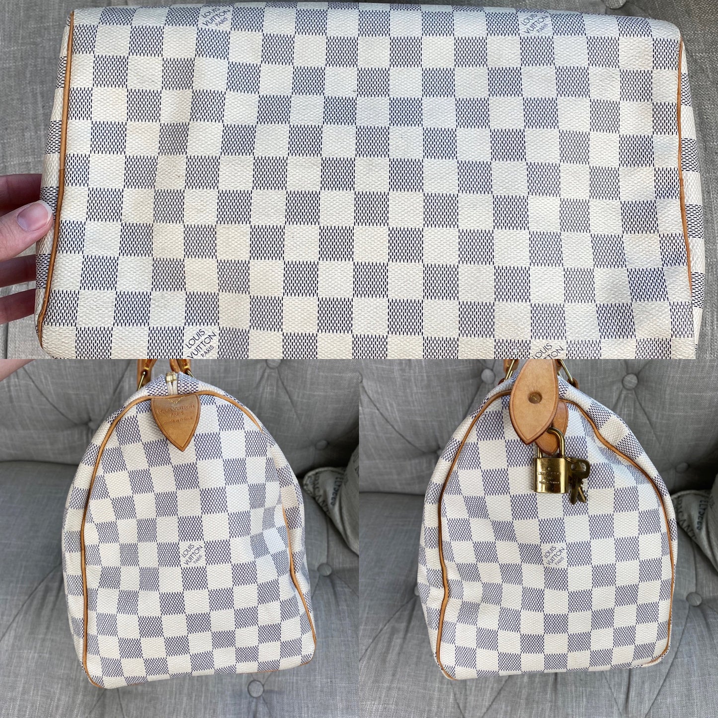 Louis Vuitton Azur Speedy 30 Satchel