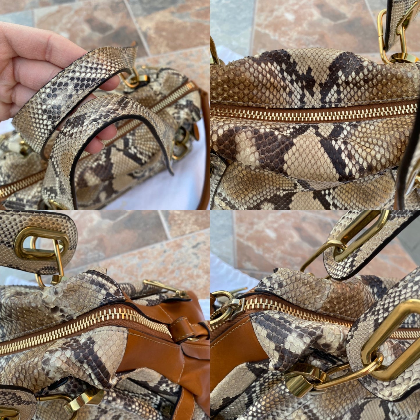 Chloé Paraty Python Dove Shoulder Bag
