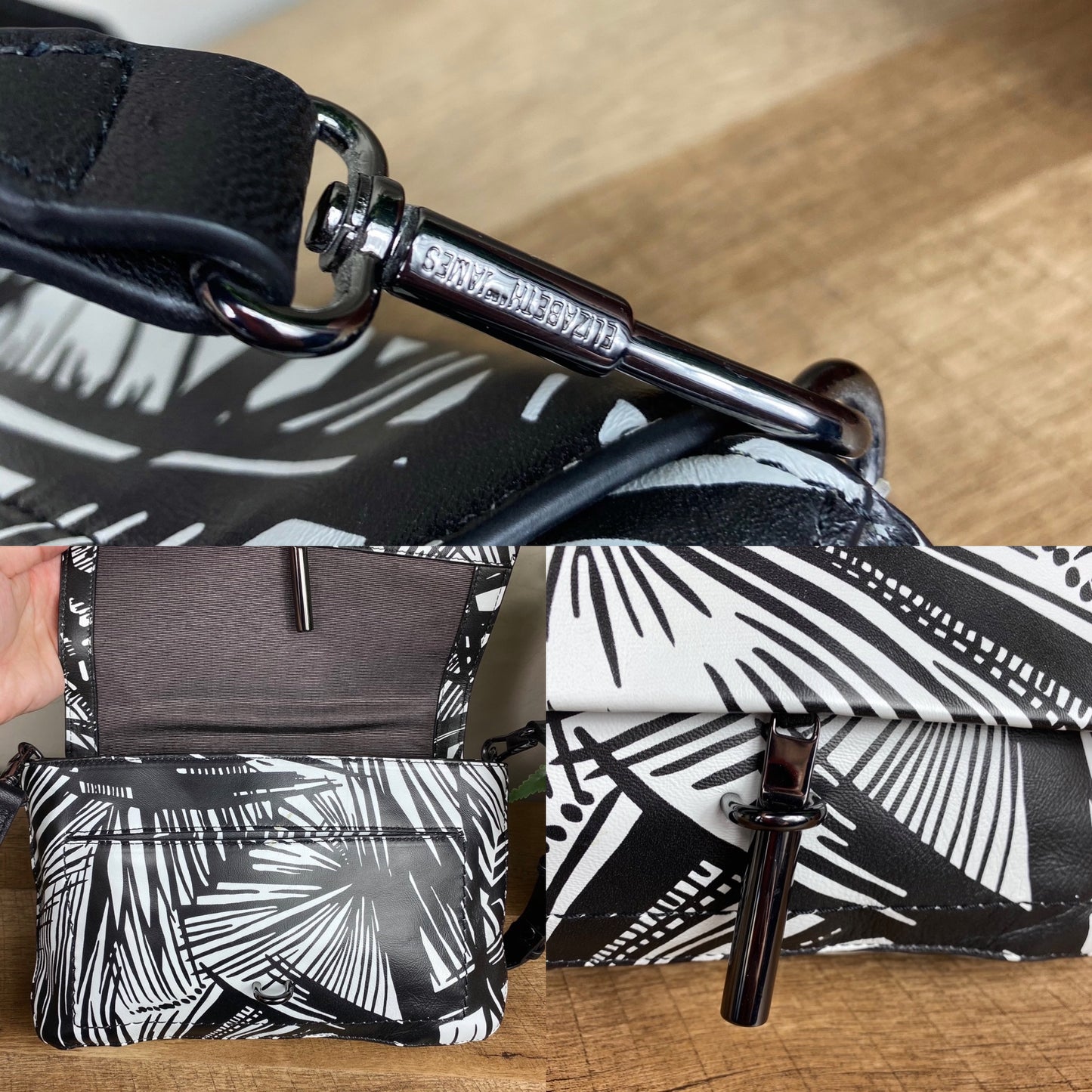 Elizabeth and James Lambskin Palm Leaf Crossbody Bag