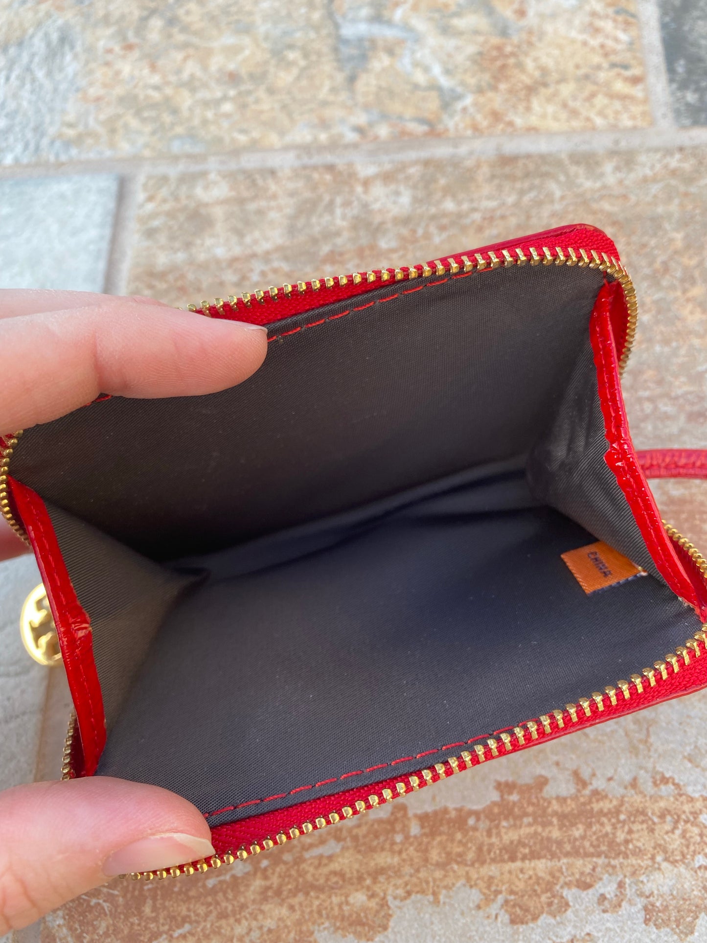 Tory Burch Patent Leather Zip Around Wallet