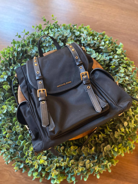 Michael Kors Leila Nylon Leather Studded Backpack