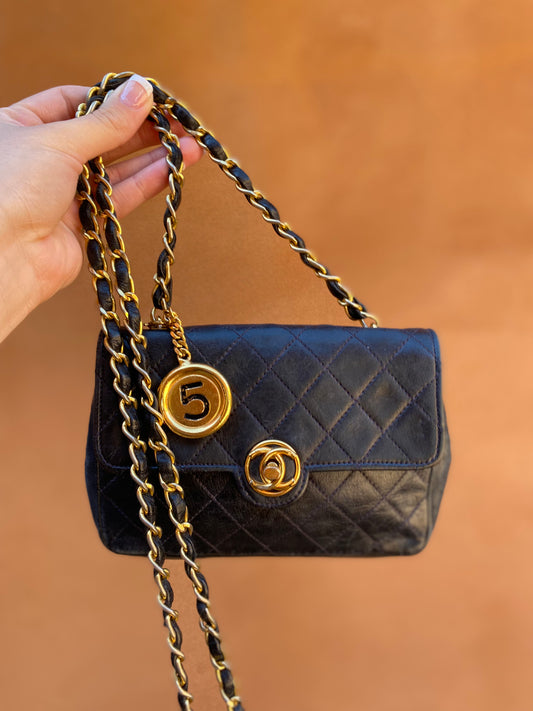 Chanel Black Quilted Lambskin Mini Classic Single Flap