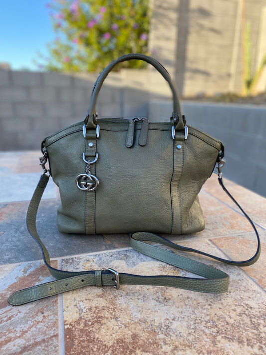 Gucci GG Charm Leather Dome Convertible Satchel