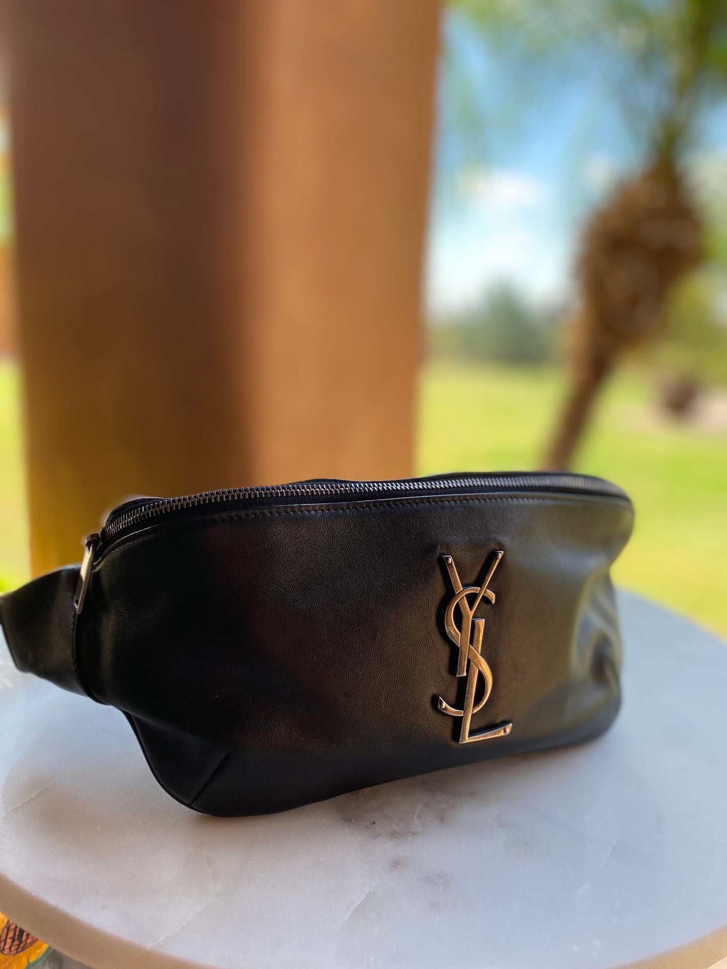 Saint Laurent YSL Monogram Lambskin Leather Belt Bag