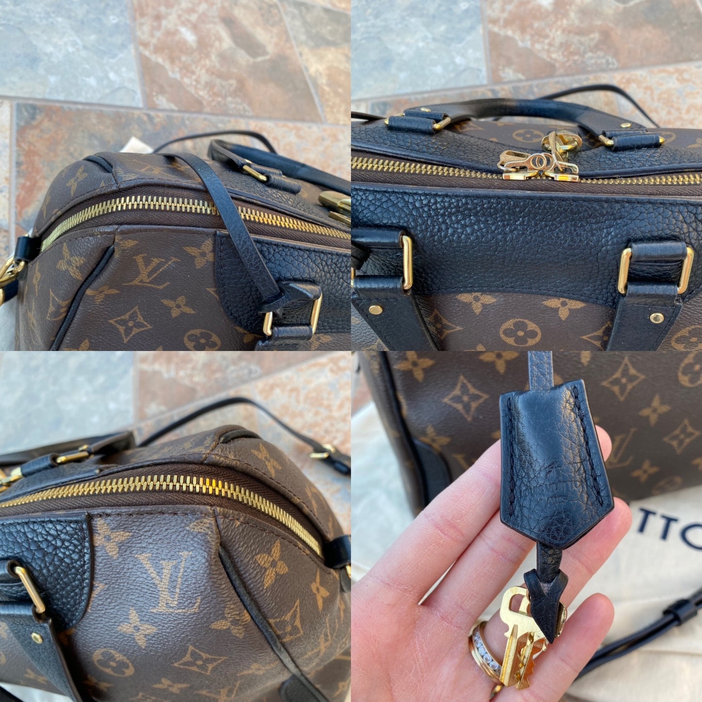 Louis Vuitton Leather and Monogram Canvas Retiro NM