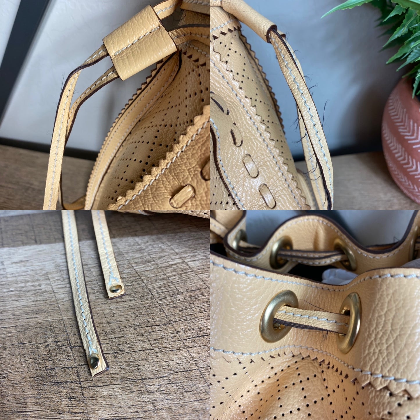 Celine Vintage Perforated Leather Bucket Bag