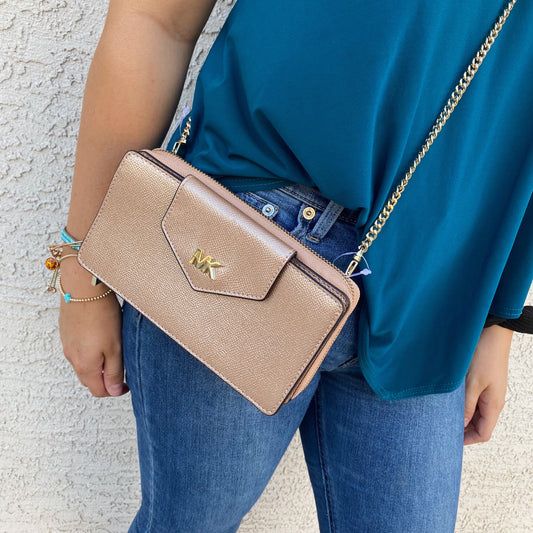 Michael Kors Gold Wallet on Chain Shoulder Bag