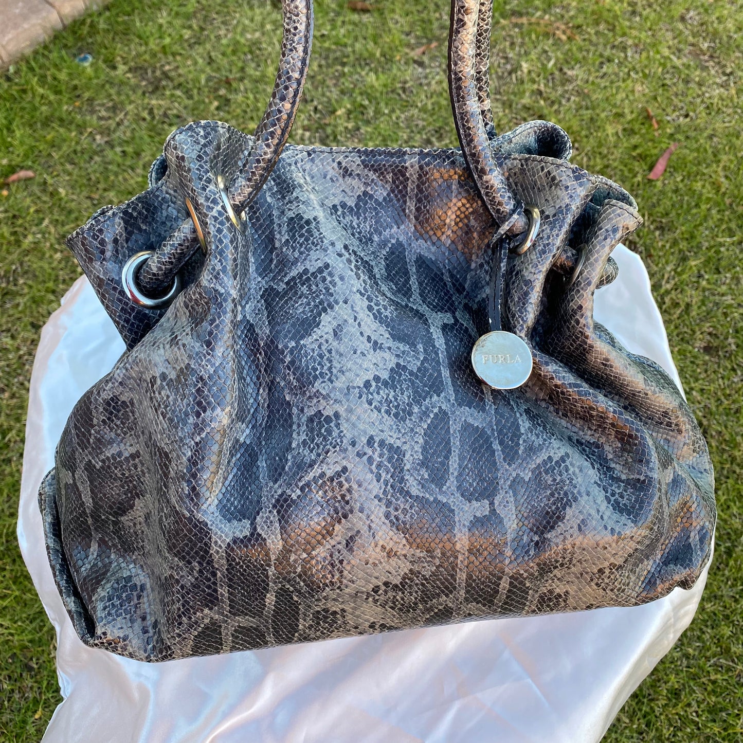 Furla Snakeskin Embossed Leather Bag