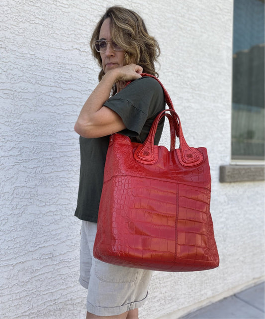 Givenchy Nightingale XL Croc Embossed Leather Tote