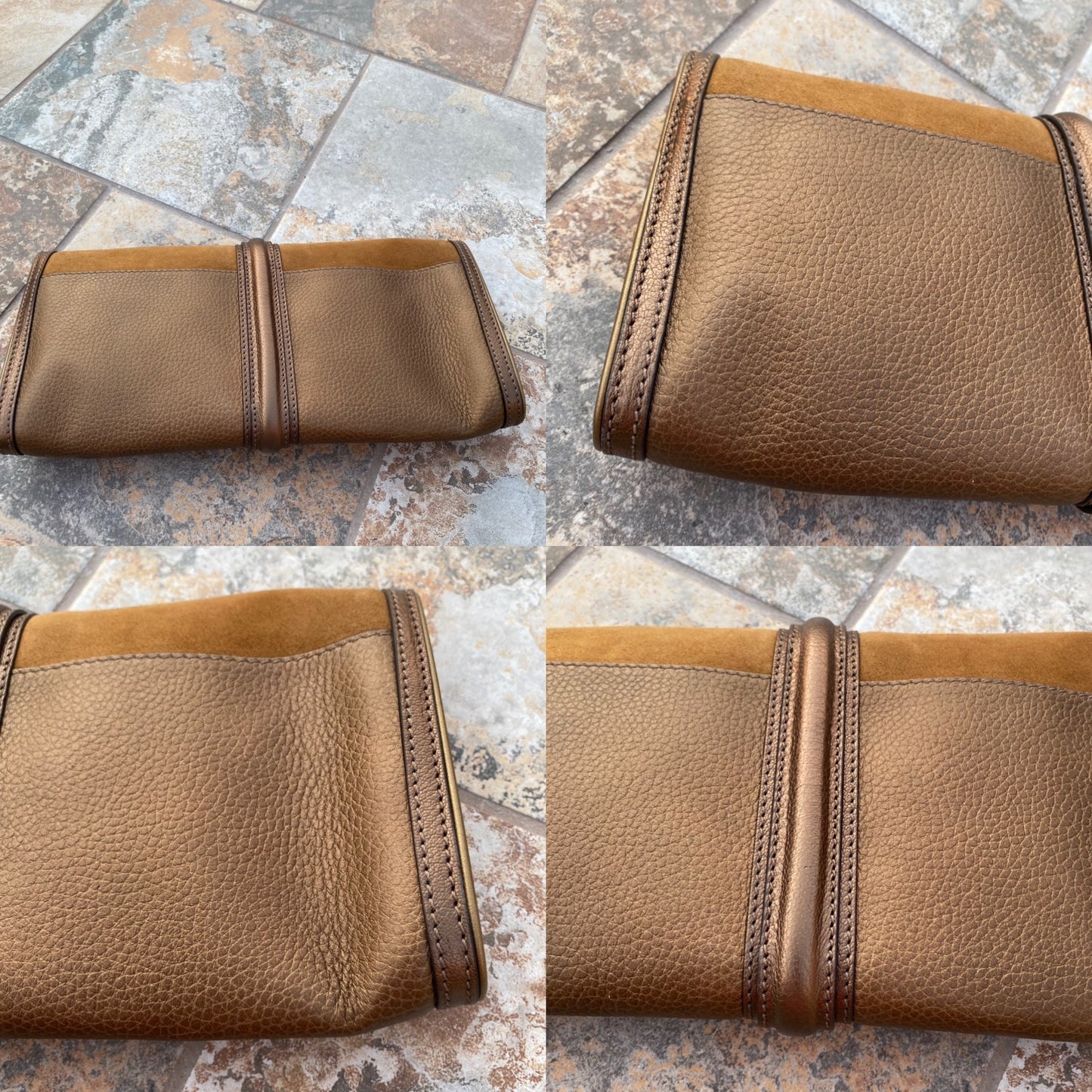 Burberry Leather Metallic Color Block Ambrose Clutch
