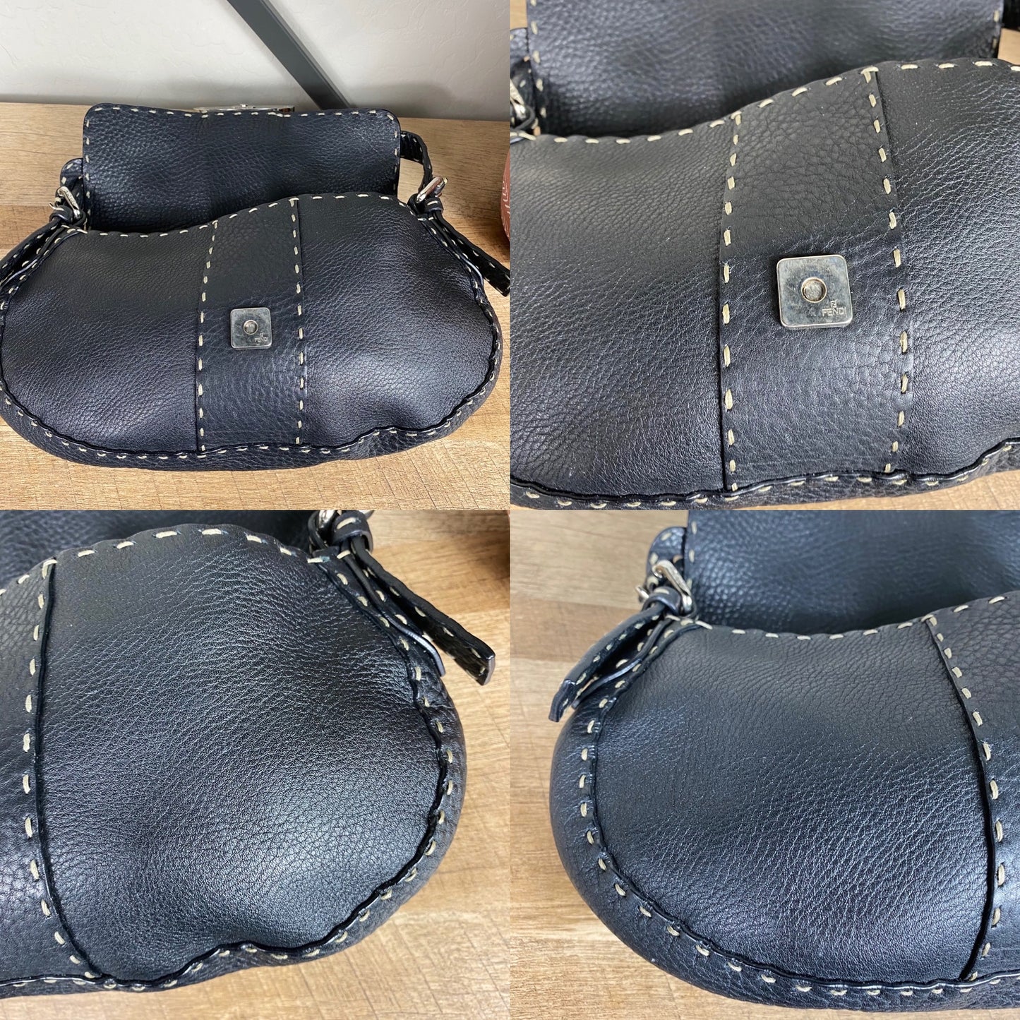 Fendi Selleria Leather Baguette Shoulder Bag