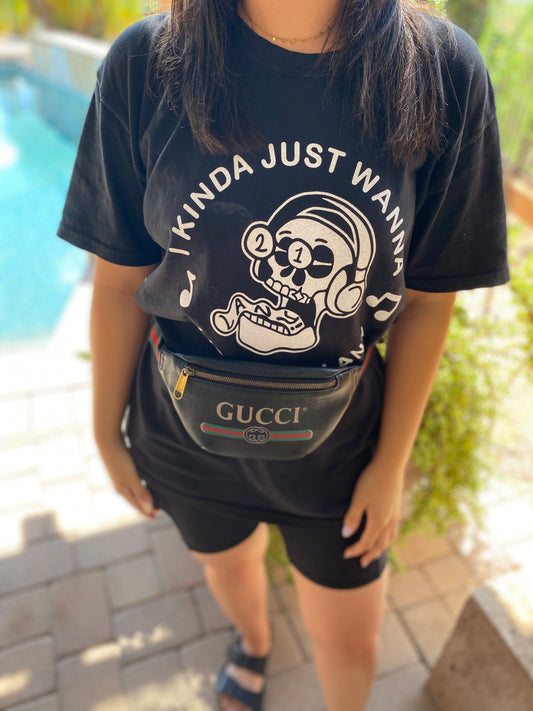 Gucci Grained Calfskin Logo Print Small Belt Bag