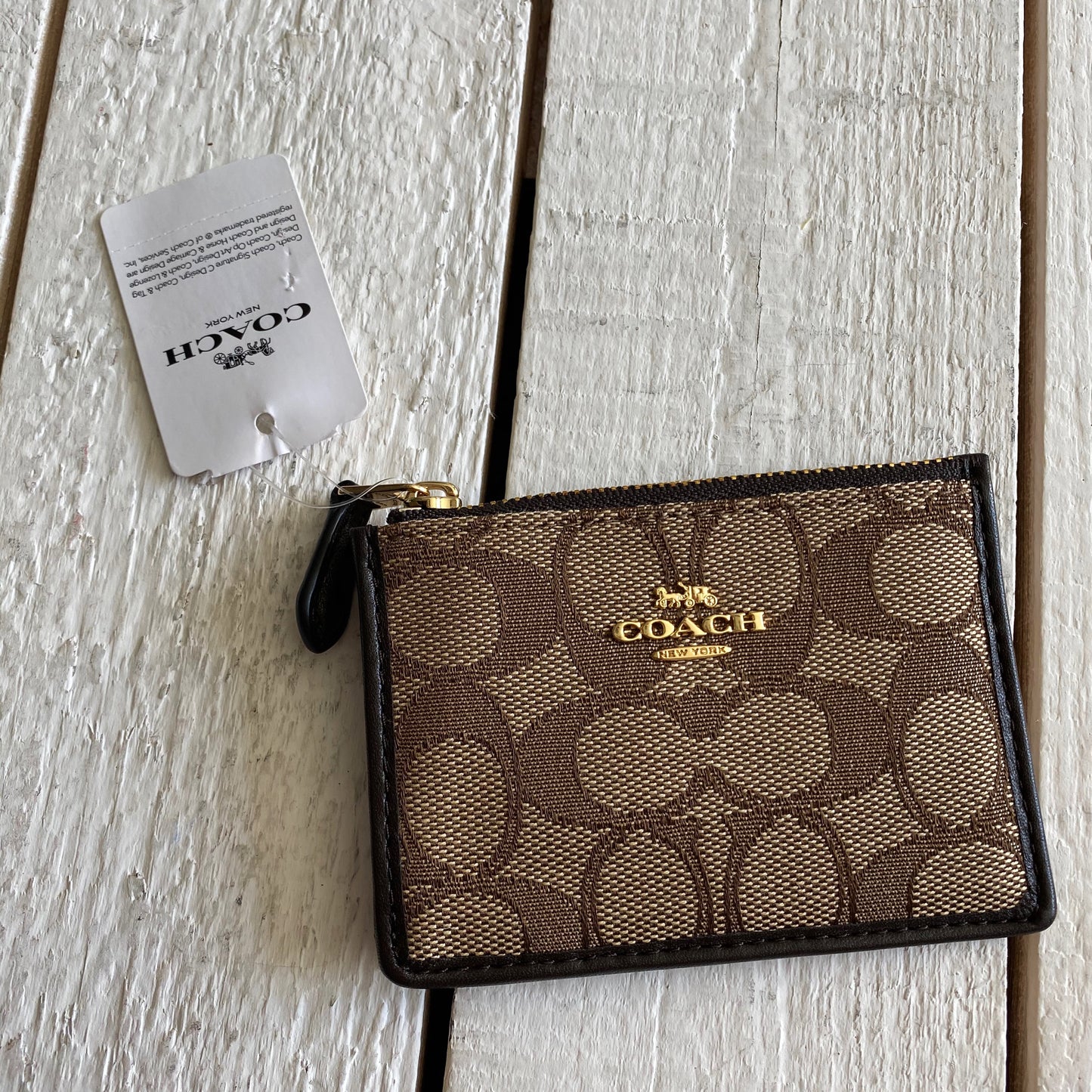 Coach Monogram Canvas and Leather Card Holder