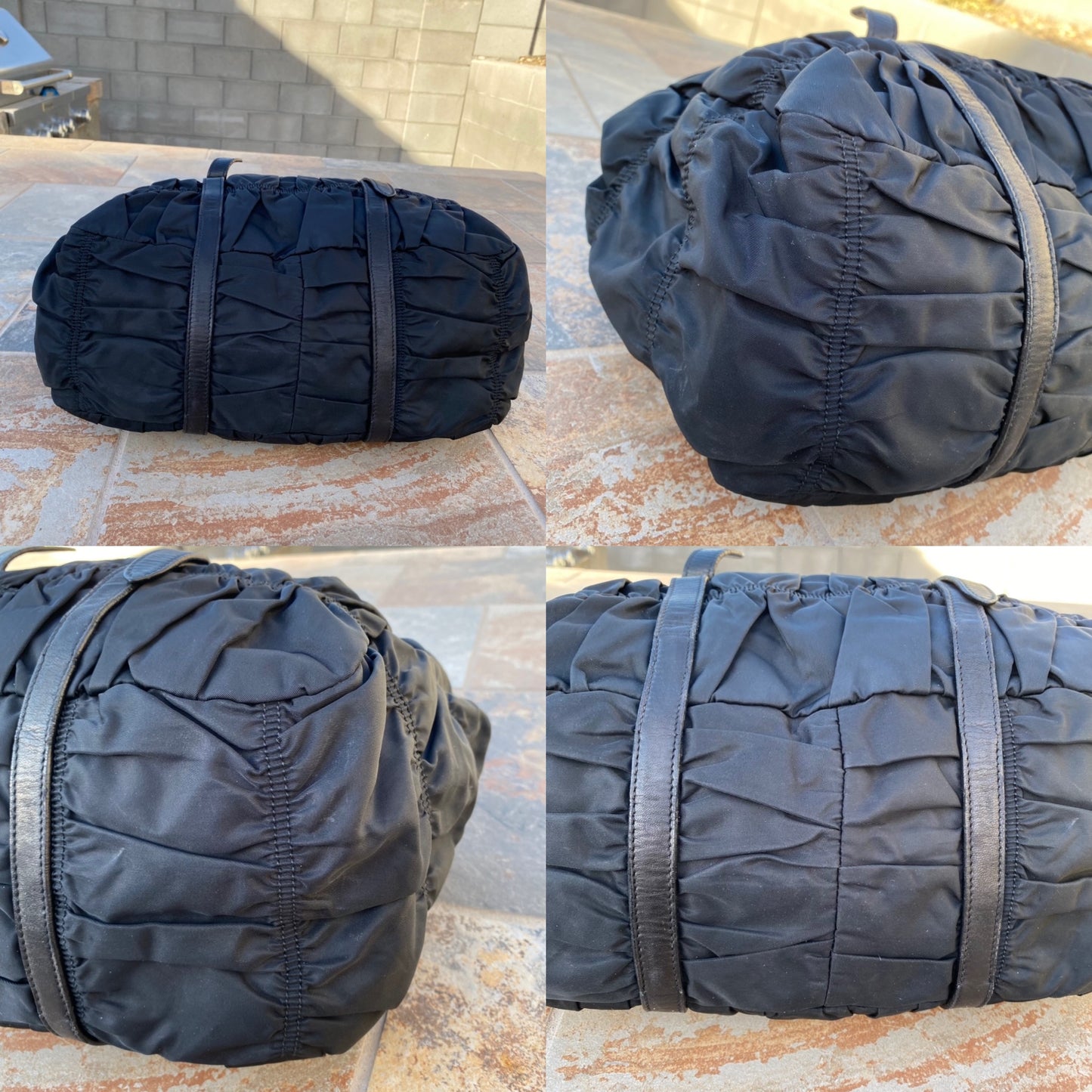Prada Gaufre Tessuto with Leather Shoulder Bag