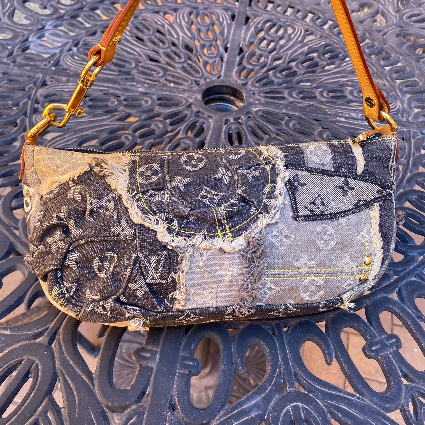 Louis Vuitton Denim Patchwork Pouchy Shoulder Bag