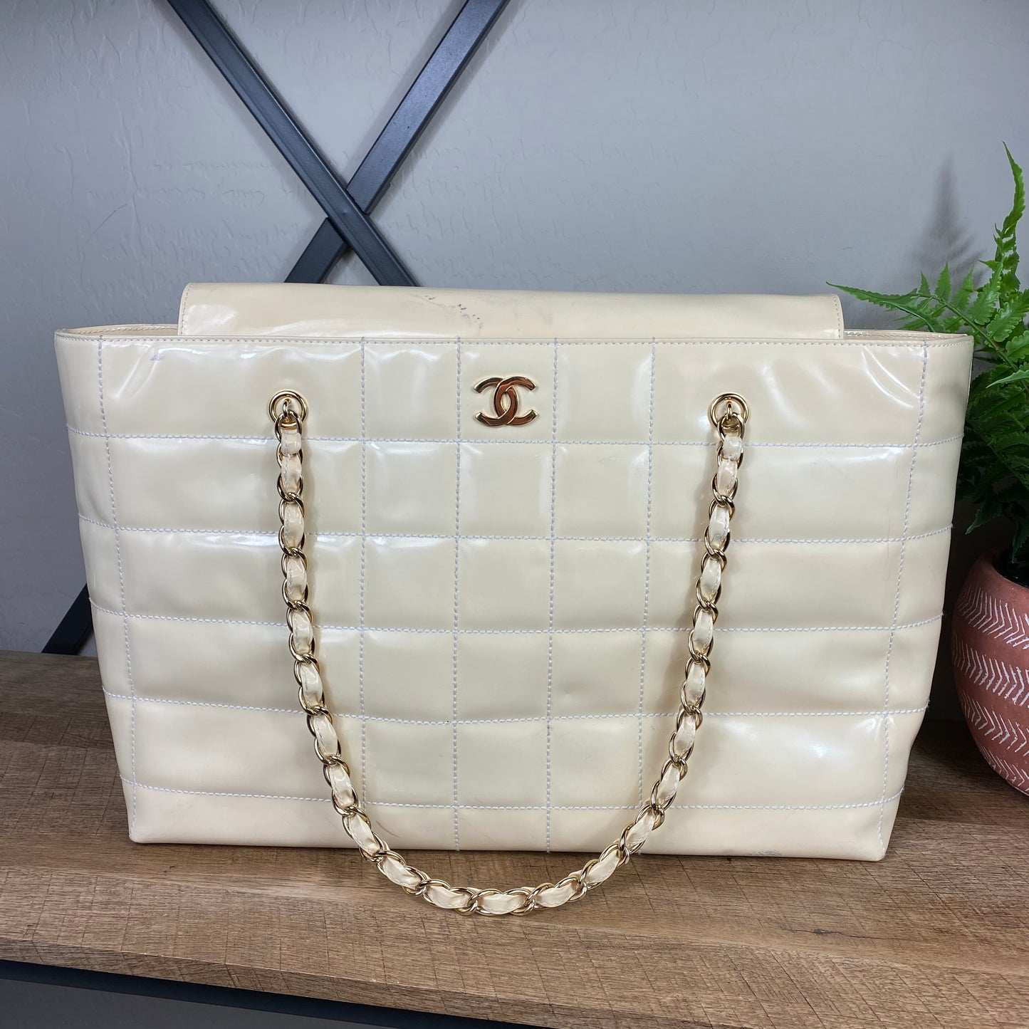 Chanel Chocolate Bar Patent Leather Tote