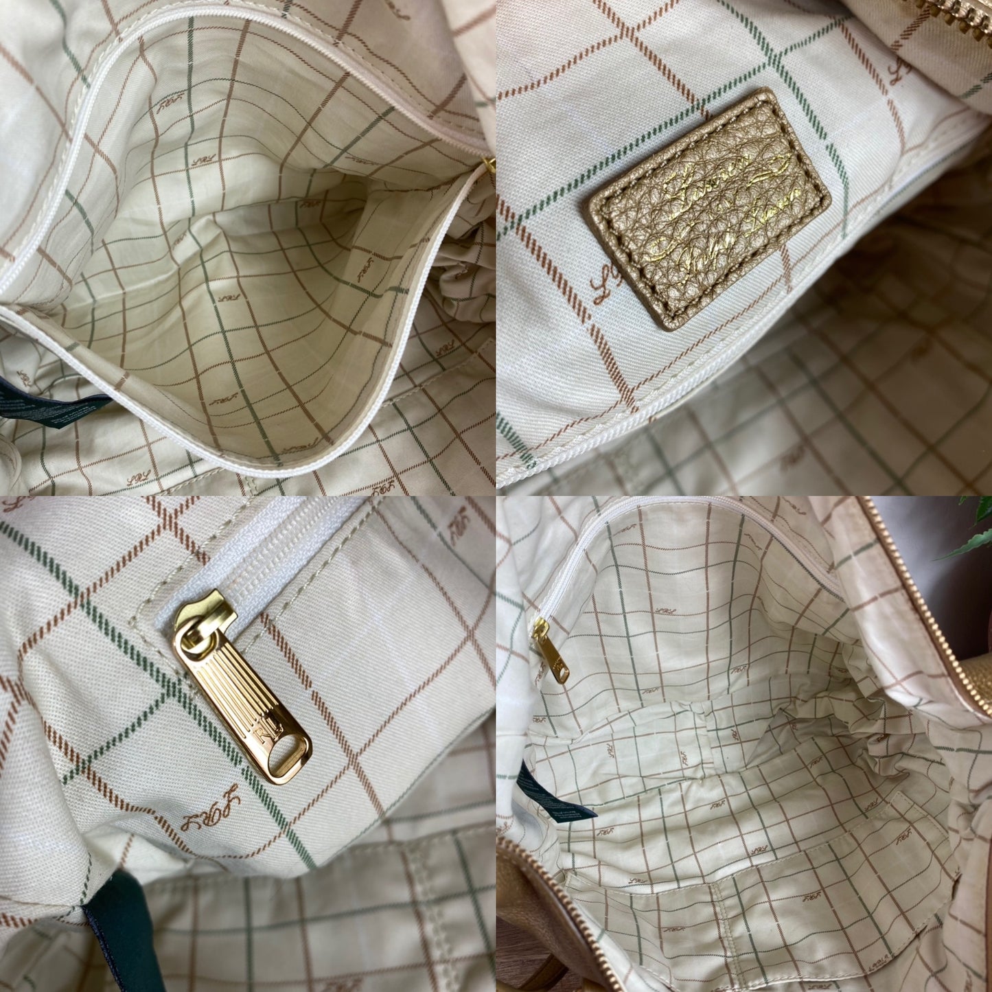 Ralph Lauren Gold Metallic Leather Satchel