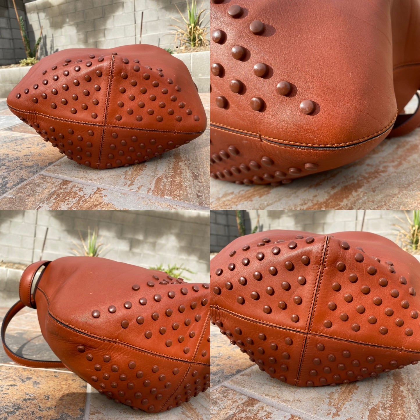 Tod's Secchiello Gommini Cognac Leather Bucket Bag