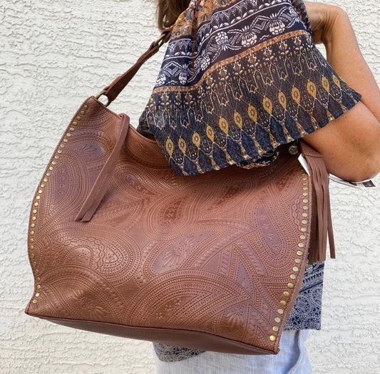 The Sak Sequoia Tooled Leather Hobo Shoulder Bag