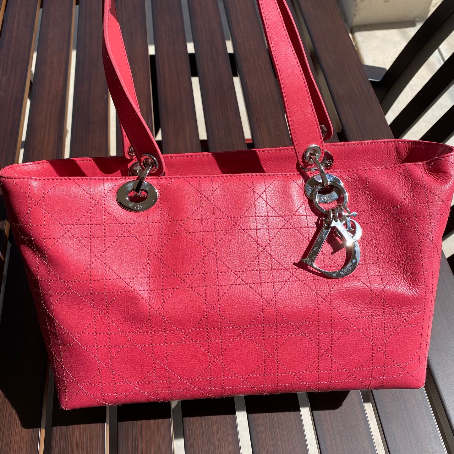 Christian Dior East West Lady Dior Leather Tote