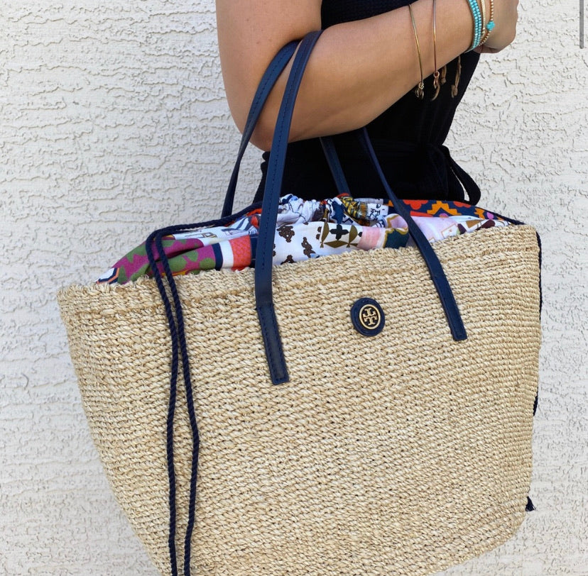 Tory Burch Liability Drawstring Straw Tote