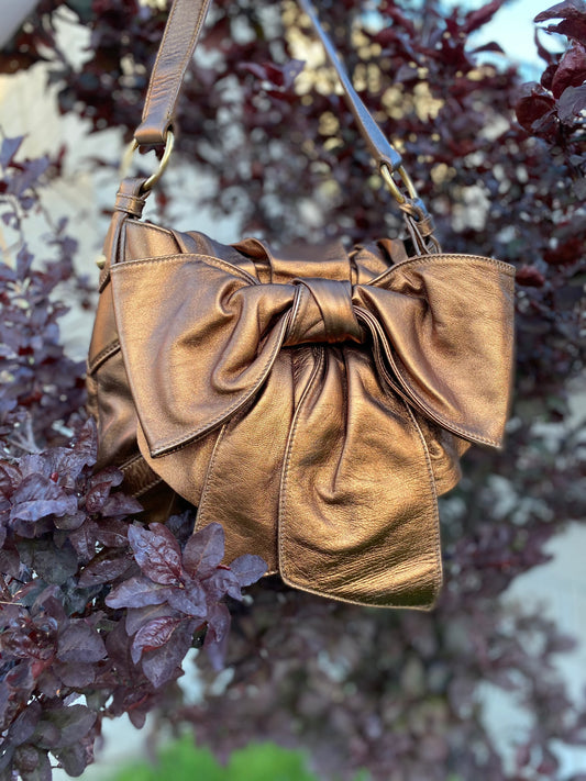 Yves Saint Laurent YSL Bow Leather Hobo Shoulder Bag
