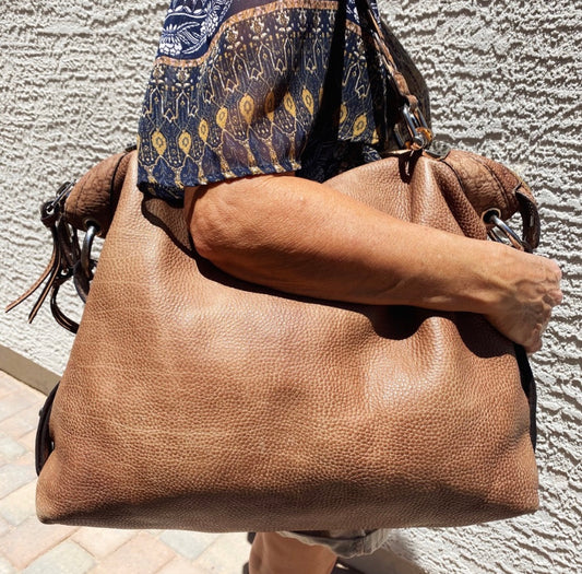 Gucci XL Braided Leather Bamboo Bar Tote