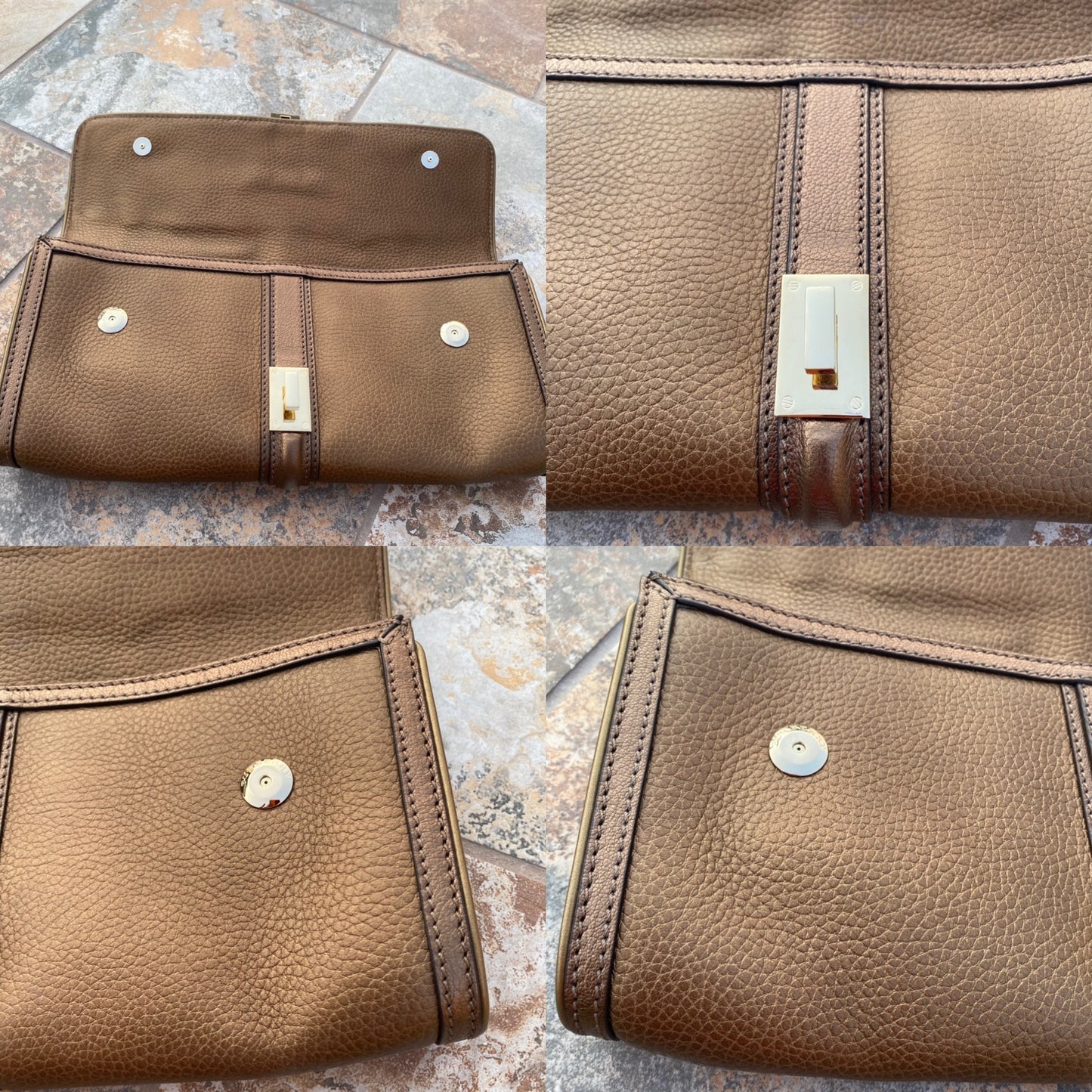 Burberry Leather Metallic Color Block Ambrose Clutch
